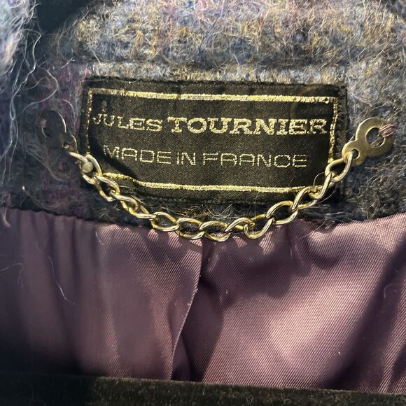 Jules Tournier Sz 6 Vtg Made France Purple Mohair Wool Linedz Mid Jacket Coat - Picture 10 of 11